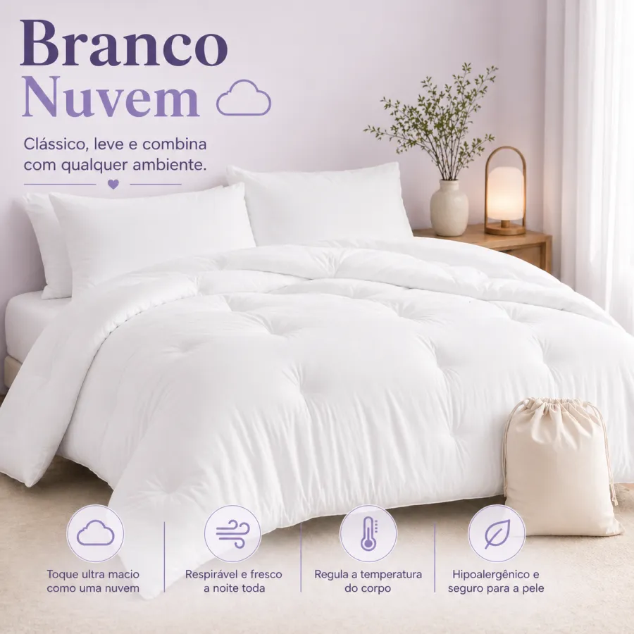 Edredom Premium Branco Nuvem