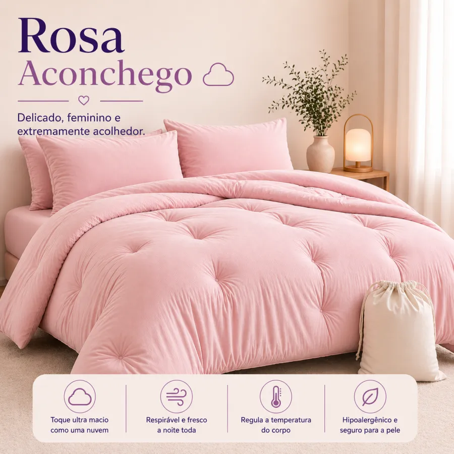 Edredom Premium Rosa Aconchego